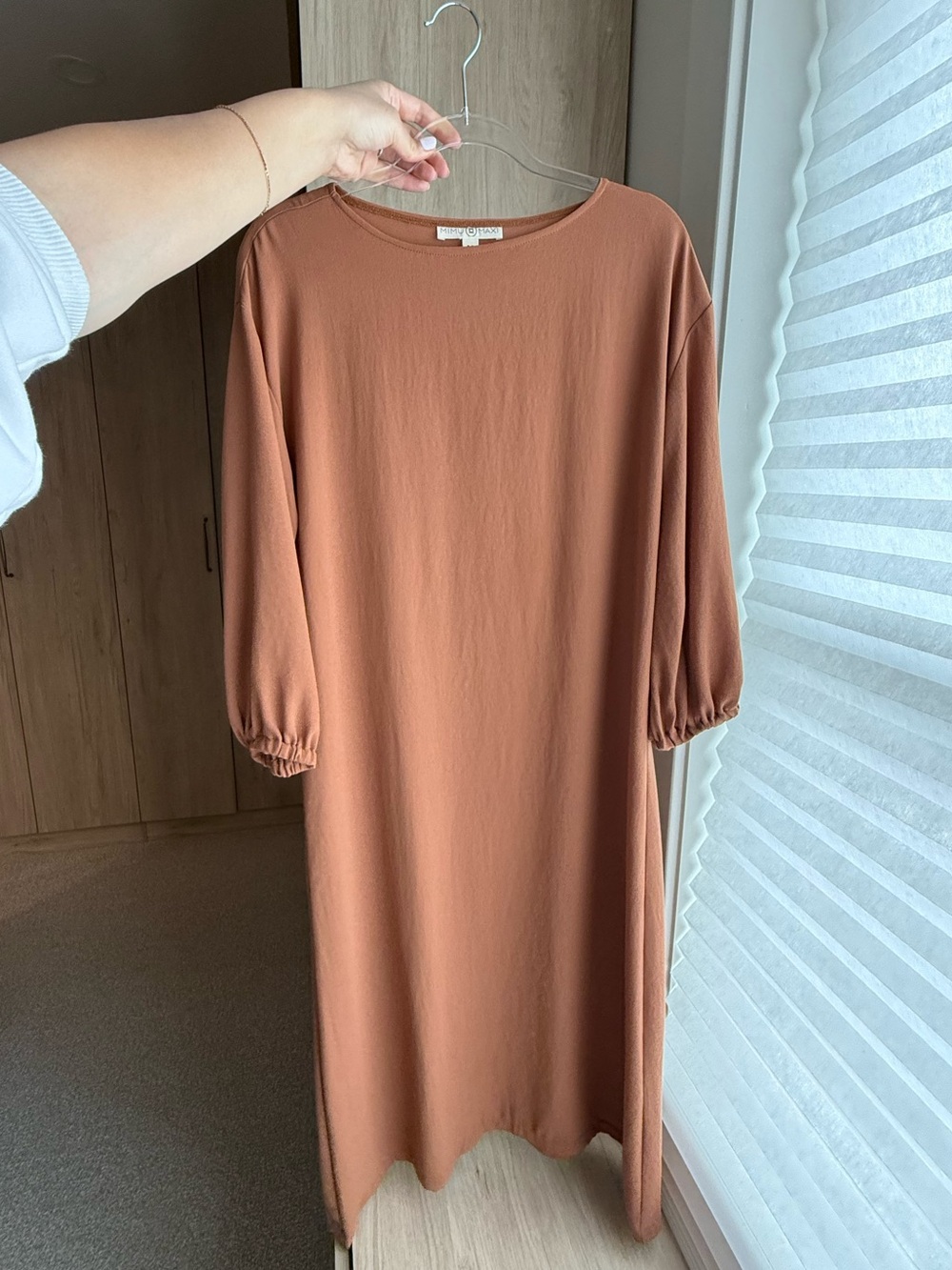 Long Sleeve Midi Dress in Terracotta
